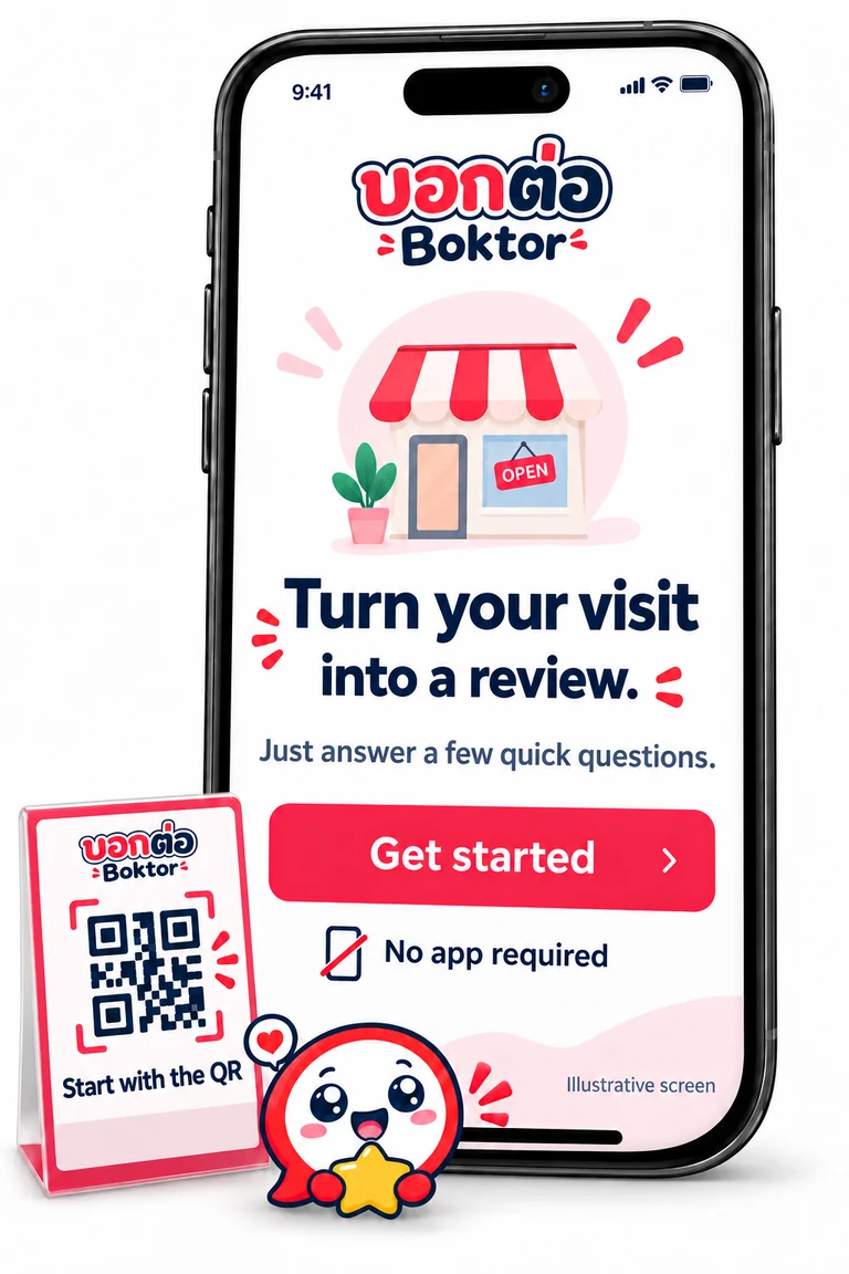 Illustration of opening the store questionnaire from a QR without installing an app.